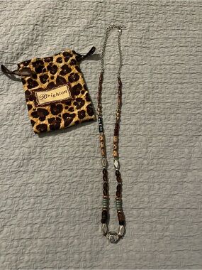 Brighton Brown and Silver Mixed Bead Necklace with Pouch